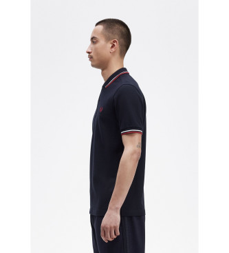 Fred Perry Poloshirt med marinebl piping