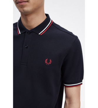 Fred Perry Poloshirt med marinebl piping