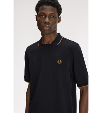 Fred Perry Black open-collar polo shirt