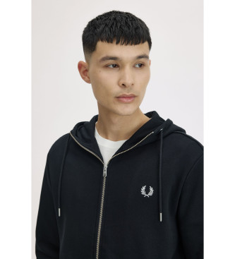 Fred Perry Sweatshirt com capuz e fecho de correr Preto