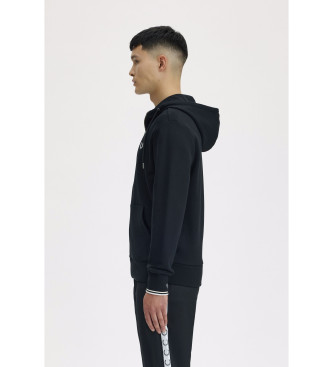 Fred Perry Sweatshirt com capuz e fecho de correr Preto