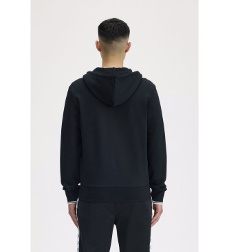 Fred Perry Sweatshirt com capuz e fecho de correr Preto