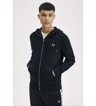 Fred Perry Sweatshirt com capuz e fecho de correr Preto