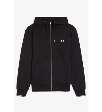 Fred Perry Sweatshirt com capuz e fecho de correr Preto