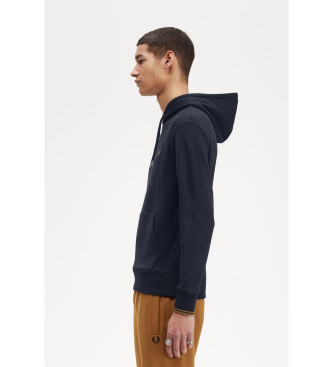 Fred Perry Sweatshirt med huva och marinbl passpoal