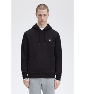 Fred Perry Sudadera con capucha y ribetes negro