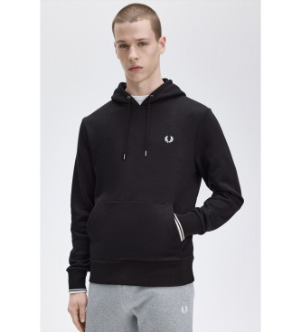 Fred Perry Sweatshirt med huva och svart passpoal