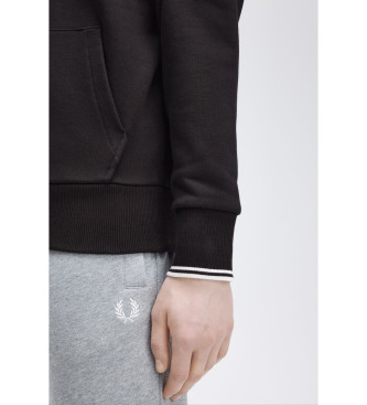 Fred Perry Sudadera con capucha y ribetes negro