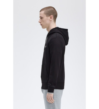 Fred Perry Sweater met capuchon en zwarte biezen