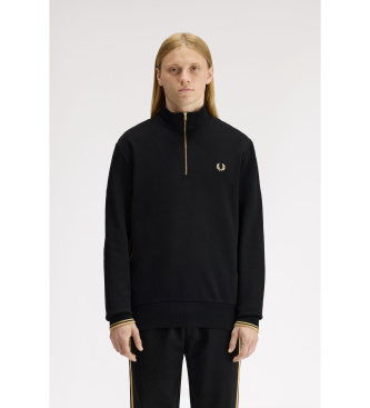 Fred Perry Sweatshirt avec bande sportive ray�e et demi-fermeture �clair noire