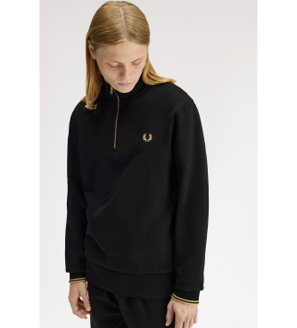 Fred Perry Sweatshirt avec bande sportive ray�e et demi-fermeture �clair noire
