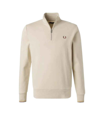 Fred Perry Beige sweatshirt met halve rits