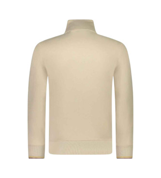 Fred Perry Beige sweatshirt met halve rits