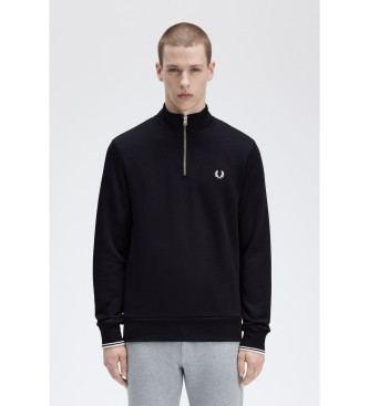 Fred Perry Felpa nera con mezza zip