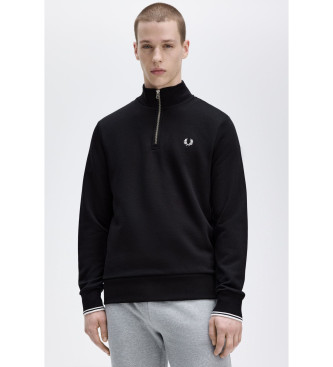 Fred Perry Sweatshirt med halv lynls, sort