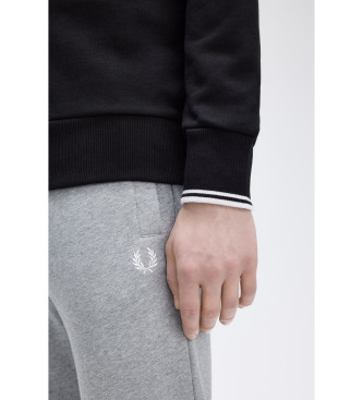 Fred Perry Sweater met halve rits zwart