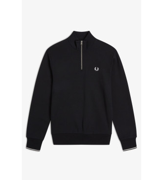 Fred Perry Sweatshirt mit halbem Reiverschluss schwarz