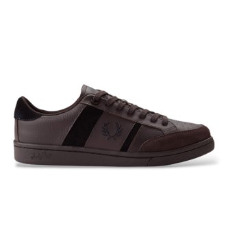 Fred Perry Dark brown leather and suede sneakers B725