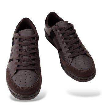 Fred Perry Dark brown leather and suede sneakers B725