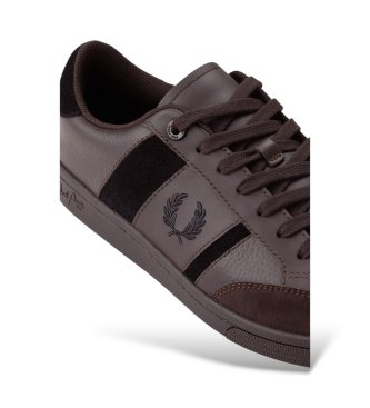 Fred Perry Dark brown leather and suede sneakers B725