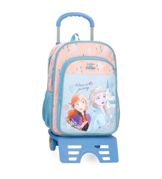 Disney Dwukomorowy plecak Frozen Believe in the journey z wózkiem w kolorze niebieskim