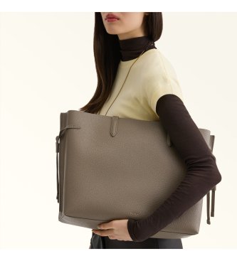 Furla Bolsa de couro Ava grande cinza
