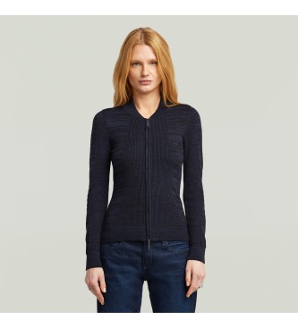 G-Star 3D Biker Knit Slim Full Zip Navy Pullover