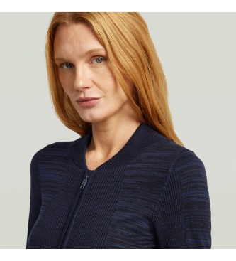 G-Star 3D Biker Knit Slim Full Zip Navy Pullover