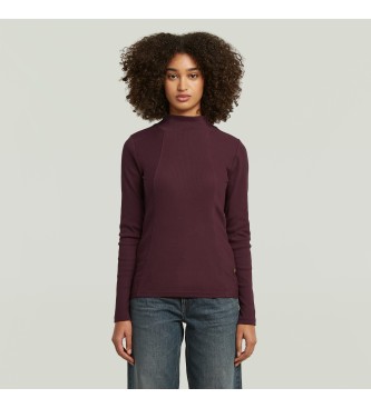 G-Star T-shirt A-Line Slim Rib Mock maroon