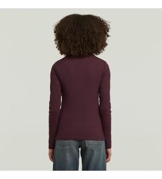 G-Star T-shirt A-Line Slim Rib Mock maroon