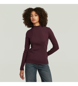 G-Star T-shirt A-Line Slim Rib Mock maroon