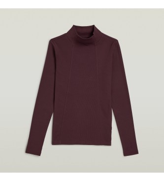 G-Star T-shirt A-Line Slim Rib Mock maroon