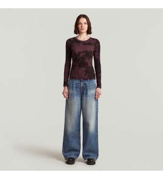 G-Star Slim T-shirt met alloverprint lila