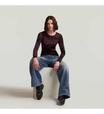 G-Star Slim T-shirt met alloverprint lila