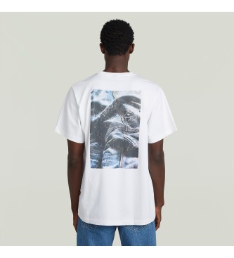 G-Star T-shirt med fototryck p baksidan vit