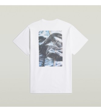 G-Star T-shirt med fototryck p baksidan vit