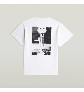 G-Star T-shirt Rcken Fotodruck Lose wei