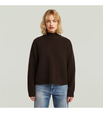 G-Star Jersye Cable double collar brown