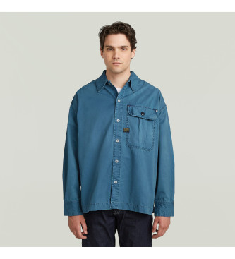 G-Star Camicia blu a maniche lunghe con pieghe squadrate