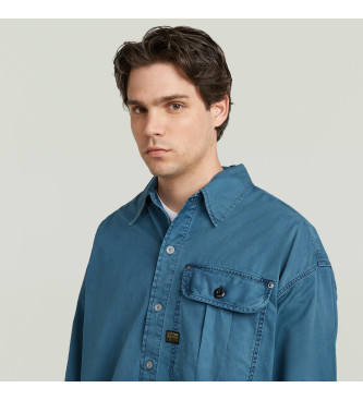 G-Star Camicia blu a maniche lunghe con pieghe squadrate