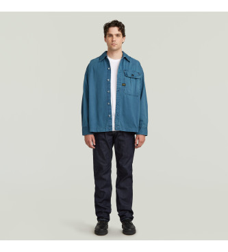 G-Star Camicia blu a maniche lunghe con pieghe squadrate