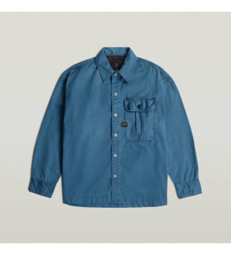 G-Star Camicia blu a maniche lunghe con pieghe squadrate