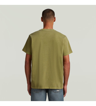 G-Star T-shirt Overdyed Center Chest verde