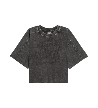 G-Star Camiseta Washed multi logo oversized  gris