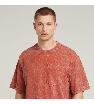 G-Star Acid Wash Boxy Ribbed T-shirt rouge