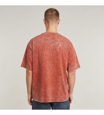 G-Star Acid Wash Boxy Ribbed T-shirt rouge