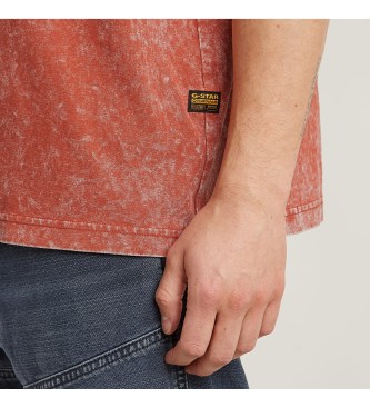 G-Star Acid Wash Boxy Ribbed T-shirt rouge