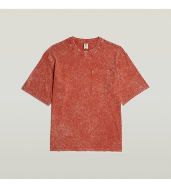G-Star Acid Wash Boxy Ribbed T-shirt rouge