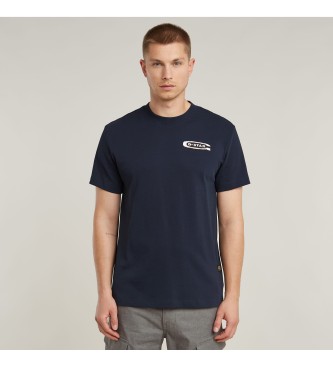 G-Star Nazaj Grafična majica z rebrastim lokom Navy
