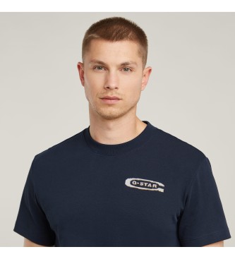 G-Star Nazaj Grafična majica z rebrastim lokom Navy